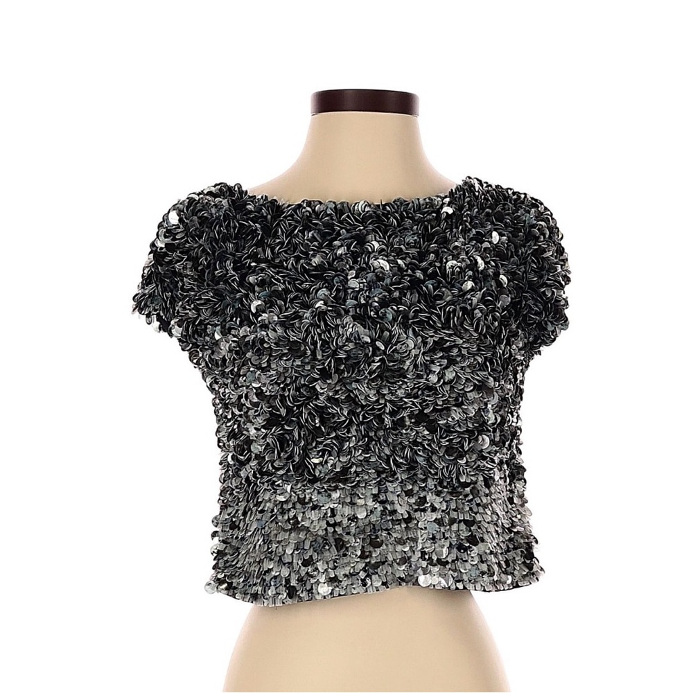 All Saints • Black Sequin Crop Top